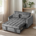 Divano letto futon moderno in velluto, divanetto piccolo con schienale reclinabile, cuscini decorativi, tasche