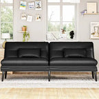 Divano letto futon convertibile, divano letto con schienale regolabile in 5 angolazioni con 2 cuscini, reclinabile in stile moderno