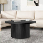 Round Coffee Table Ribbed Pedestal Coffee Table