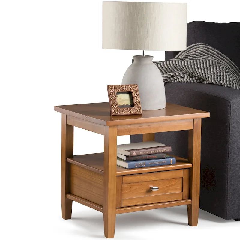TAVOLINO RETTANGOLARE/LATERALE TRANSITIONAL IN LEGNO MASSELLO, LARGHEZZA 50 cm
