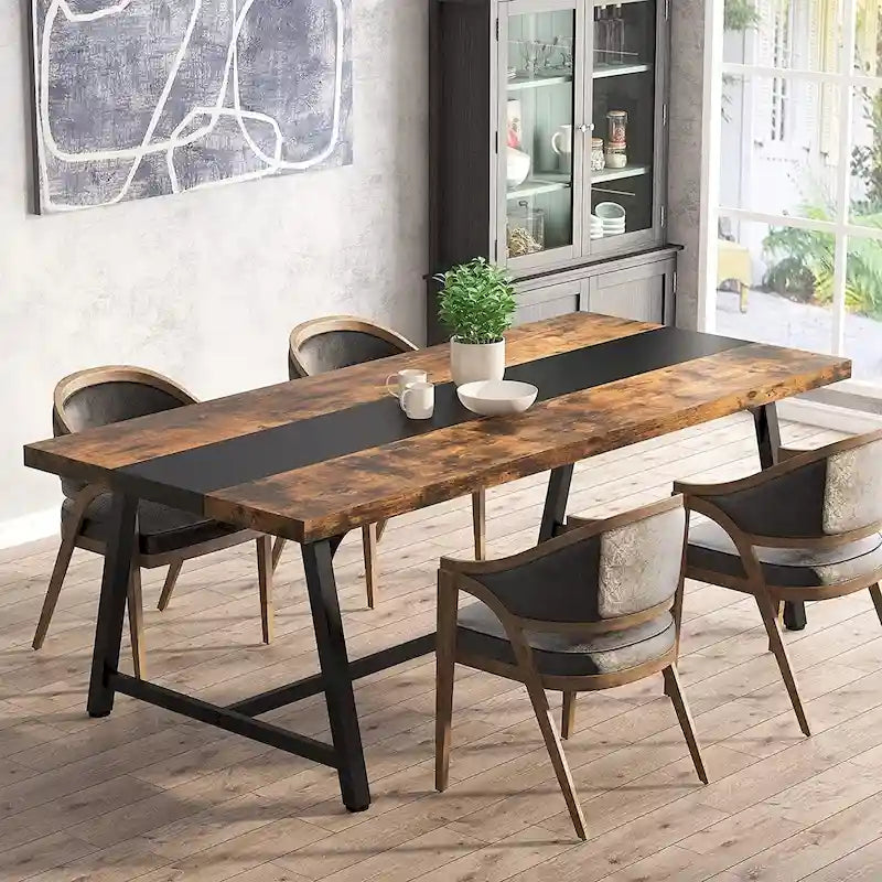 Tavolo da pranzo per 8 persone, tavolo da cucina rettangolare in legno da 180 cm