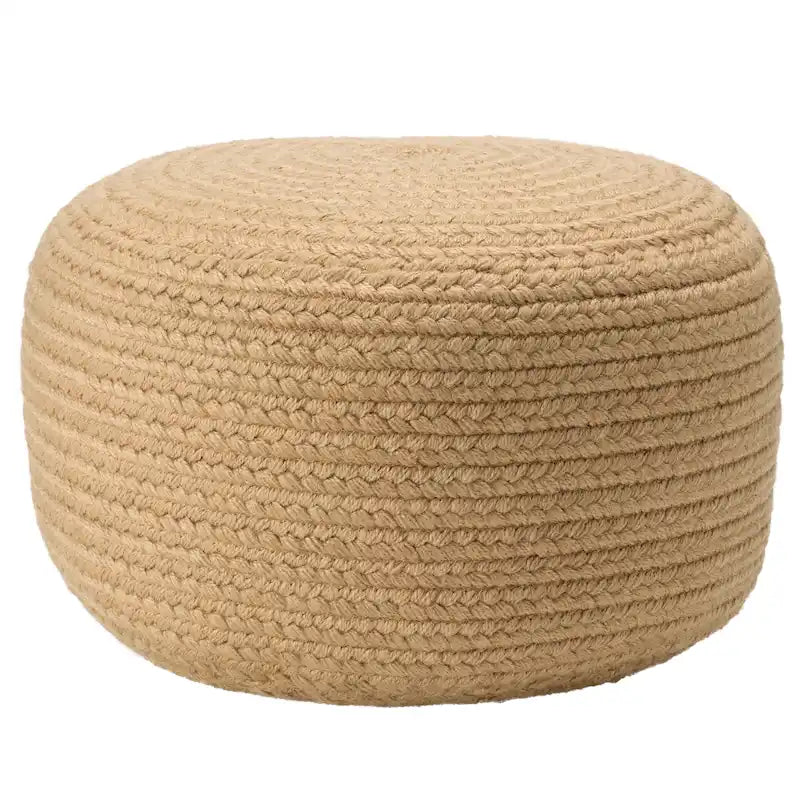 Pouf ottomano/poggiapiedi rotondo da interno/esterno in poliestere - 18X18X12