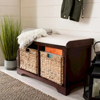 Panca Contenitore Intrecciata Marrone 34W x 16D x 20H