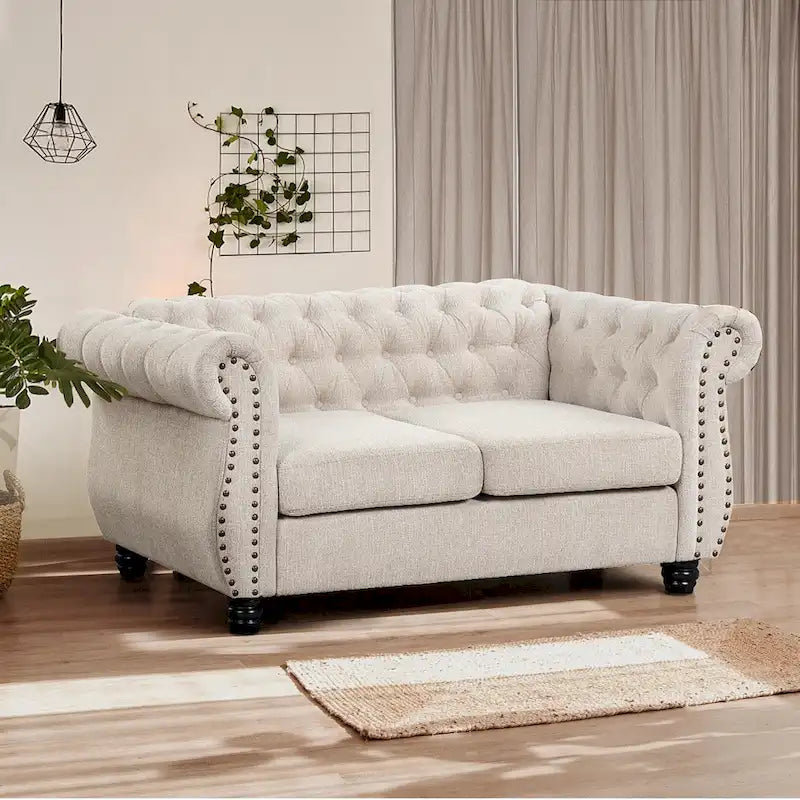 Divanetto Chesterfield a due posti imbottito capitonné