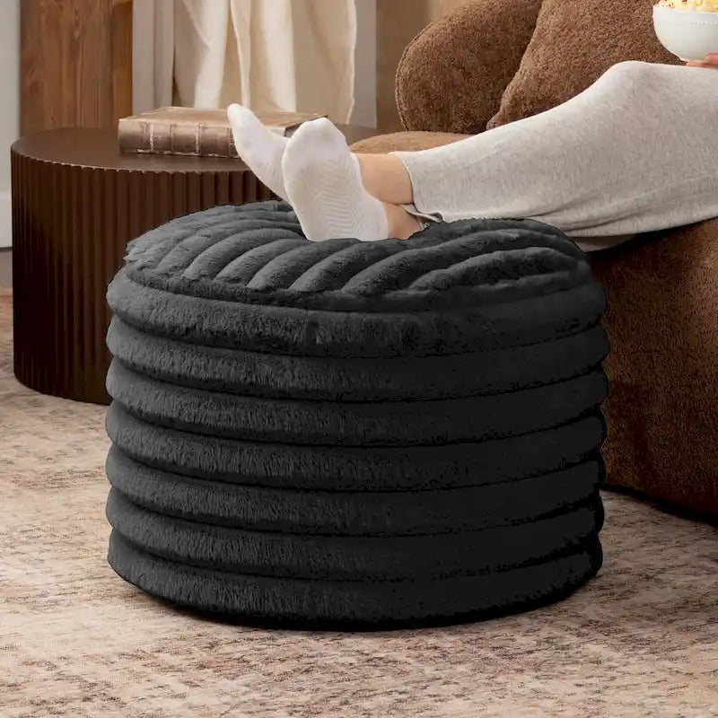 Jaxx Paran Pouf - Fluffy Faux Fur Ottoman for Modern Interior Design